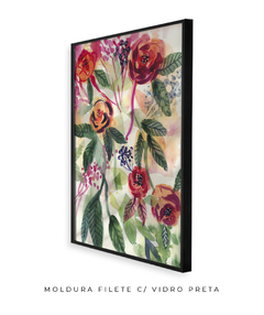 Quadro Decorativo Aquarela Flores Vermelhas e Laranjas N01 na internet