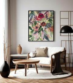 Quadro Decorativo Aquarela Flores Vermelhas e Laranjas N02 - loja online
