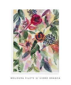 Quadro Decorativo Aquarela Flores Vermelhas e Laranjas N02 - comprar online