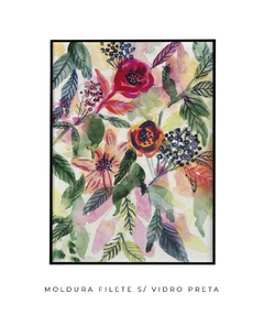 Quadro Decorativo Aquarela Flores Vermelhas e Laranjas N02 - comprar online