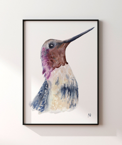 Quadro Decorativo Beija-Flor em Aquarela