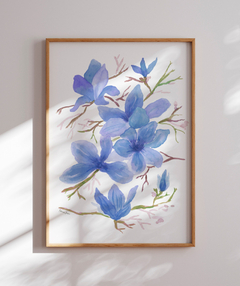 Quadro Decorativo Floral Camélia Azul na internet