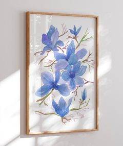 Quadro Decorativo Floral Camélia Azul - Betania Sensini | Arte e Aquarela