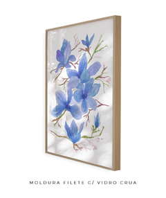 Quadro Decorativo Floral Camélia Azul