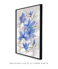 Quadro Decorativo Floral Camélia Azul - loja online