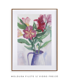Quadro Decorativo Flores Astromélias em Aquarela