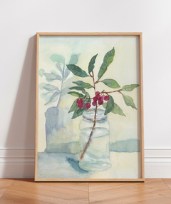 Quadro Decorativo Galho e Frutas Vermelhas