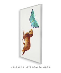 Quadro Decorativo Gato e Borboleta - Betania Sensini | Arte e Aquarela