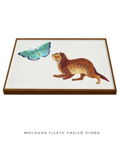 Quadro Decorativo Gato e Borboleta - comprar online