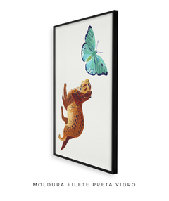 Quadro Decorativo Gato e Borboleta - Betania Sensini | Arte e Aquarela