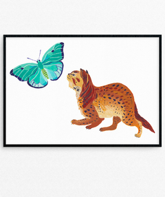 Quadro Decorativo Gato e Borboleta