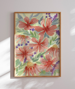 Quadro Decorativo Jardim Florido - Betania Sensini | Arte e Aquarela