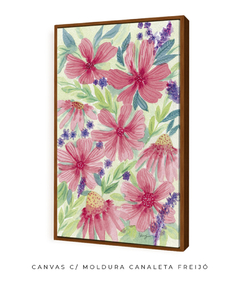 Quadro Decorativo Jardim Florido Rosa