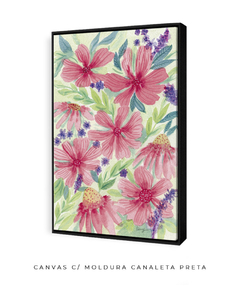 Quadro Decorativo Jardim Florido Rosa - comprar online