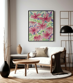 Imagem do Quadro Decorativo Jardim Florido Rosa