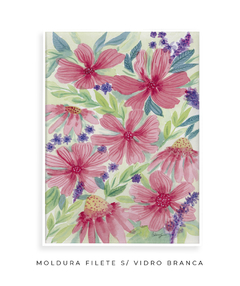 Quadro Decorativo Jardim Florido Rosa na internet