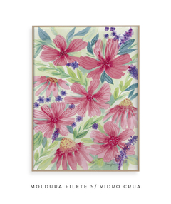 Quadro Decorativo Jardim Florido Rosa - loja online