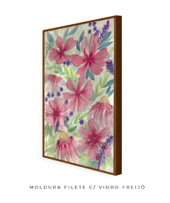 Quadro Decorativo Jardim Florido Rosa - comprar online