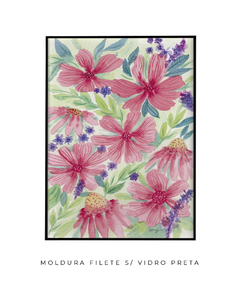 Quadro Decorativo Jardim Florido Rosa na internet