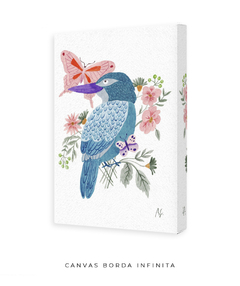 Quadro Decorativo Pássaro Azul e Borboletas - comprar online