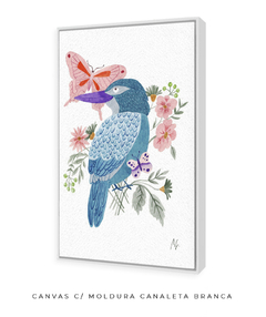 Quadro Decorativo Pássaro Azul e Borboletas na internet