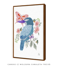 Imagem do Quadro Decorativo Pássaro Azul e Borboletas
