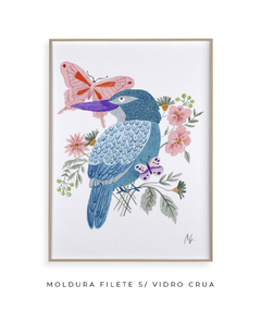 Imagem do Quadro Decorativo Pássaro Azul e Borboletas