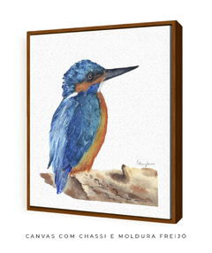 Quadro Decorativo Pássaro Azul em Aquarela Martim Pescador n.2