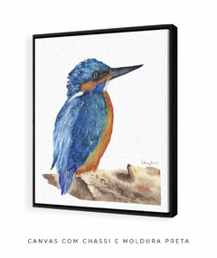 Quadro Decorativo Pássaro Azul em Aquarela Martim Pescador n.2