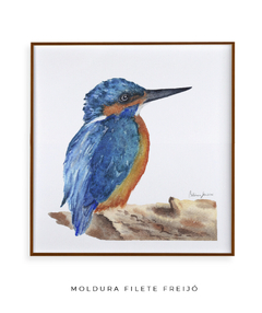 Quadro Decorativo Pássaro Azul em Aquarela Martim Pescador n.2