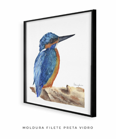 Quadro Decorativo Pássaro Azul em Aquarela Martim Pescador n.2 - Betania Sensini | Arte e Aquarela