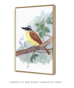 Quadro Decorativo Pássaro em Aquarela Bem-te-vi e árvore - Betania Sensini | Arte e Aquarela