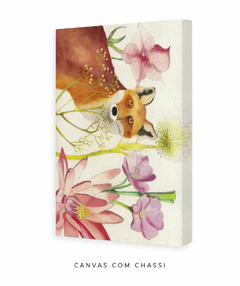 Quadro Decorativo Raposa e Flores