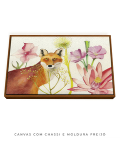 Quadro Decorativo Raposa e Flores - loja online