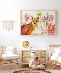 Quadro Decorativo Raposa e Flores
