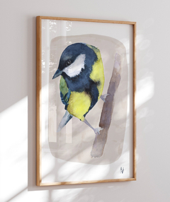 Quadro Pássaro Chapim-Azul - Betania Sensini | Arte e Aquarela