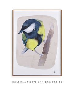 Quadro Pássaro Chapim-Azul - Betania Sensini | Arte e Aquarela
