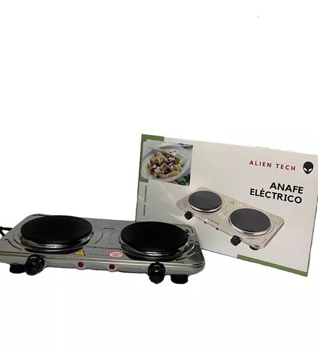 Anafe Eléctrico Doble Acero Inoxidable 2 Hornallas Alientech Color Plateado
