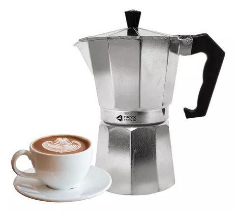Cafetera Oryx Tipo Italiana Manual Aluminio 6 Tazas Cafe Plateado