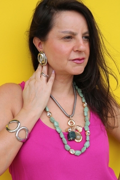 Bracelete ródio branco articulado gota vazada - Gaia Semijoias e Acessórios