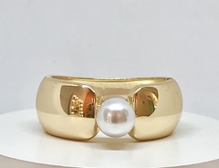 Bracelete dourado articulado metal largo com pérola na internet