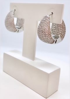 Brinco ródio branco argola click formato gota cravejada - comprar online