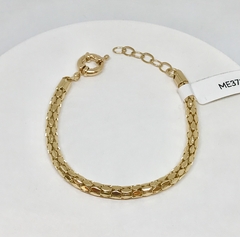 Pulseira dourada malha tubular trabalhada fecho boia - comprar online