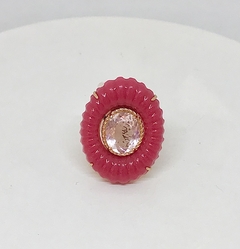 Anel dourado em aceto pink com cristal rose - comprar online