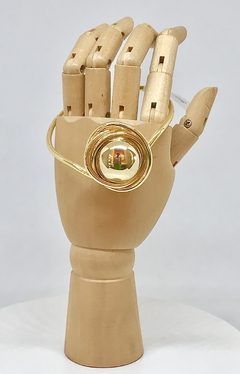 Bracelete dourado semi aberto meia esfera entrelaçada - Gaia Acessórios e Tendência