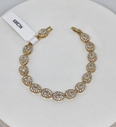 Pulseira dourada gotas zircônias cristais cravejadas em volta fecho joia na internet