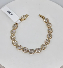 Pulseira dourada gotas zircônias cristais cravejadas em volta fecho joia na internet