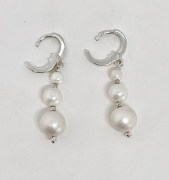 Brinco prata 925 argola com pérolas - Gaia Acessórios e Tendência