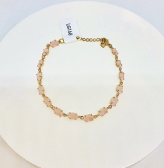 Pulseira dourada toda de zircônias rosa claro leitoso na internet