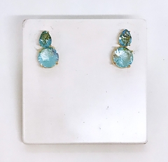 Brinco dourado gota cristal azul claro e cristal redondo azul claro - comprar online